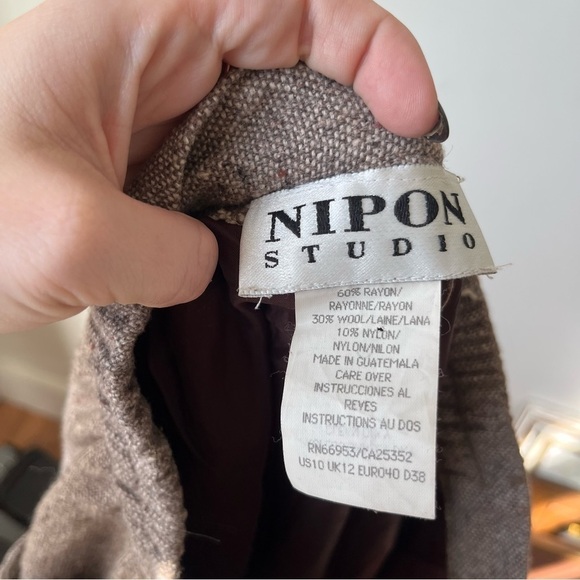 Vintage 90s Nippon Studio Brown Speckled Wool Blend Trousers 10 - Picture 5 of 5